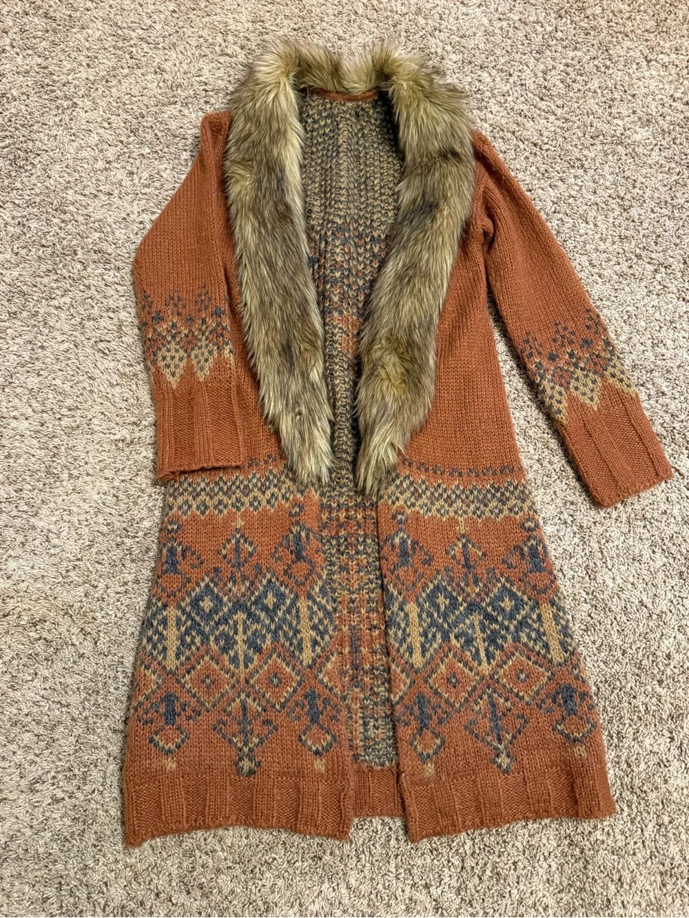 Joyfolie kids Faux-Fur Trim Long Cardigan Sweater